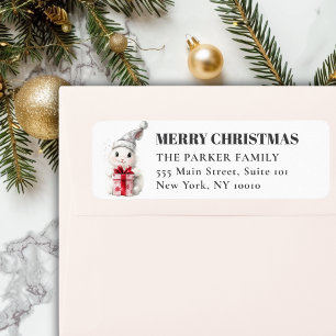 vrolijk kerstfeest! Schattige, witte konijn Santa  Etiket