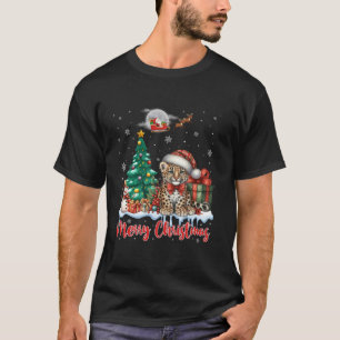 Vrolijk Kerstfeest Schattigee Cheetah Santa Hat Ch T-shirt