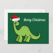 Vrolijk Kerstfeest Schattigee Dinosaurus Custom Gr Feestdagenkaart (Voorkant / Achterkant)
