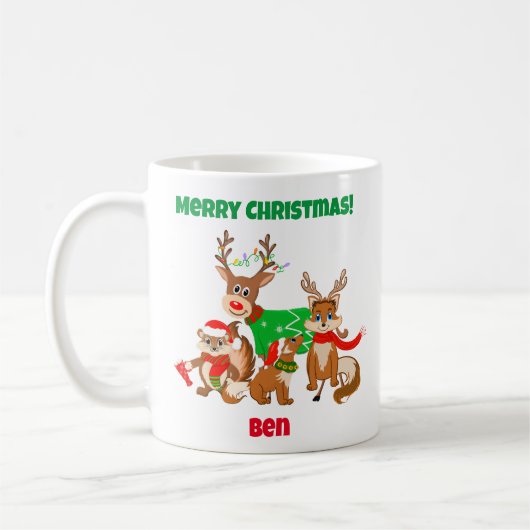 vrolijk kerstfeest! Schattigee herten, vossen & ch Koffiemok (Links)