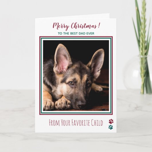 Vrolijk kerstfeest Schattigee hond papa Feestdagen Kaart (Voorkant)