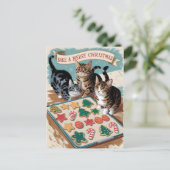 Vrolijk Kerstfeest Schattigee  Katten Briefkaart (Staand voorkant)