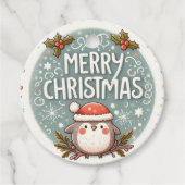 Vrolijk kerstfeest Schattigee Robins Bedankjes Labels (Voorkant)