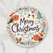 Vrolijk kerstfeest Schattigee Robins Bedankjes Labels (Voorkant)