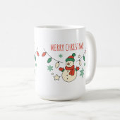 Vrolijk kerstfeest, Schattigee sneeuwman, kerstver Koffiemok (Voorkant rechts)