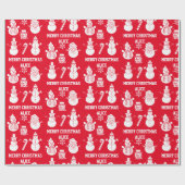 Vrolijk Kerstfeest Schattigee Sneeuwman Naam Xmas Cadeaupapier (Vlak)