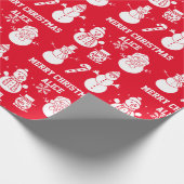 Vrolijk Kerstfeest Schattigee Sneeuwman Naam Xmas Cadeaupapier (Hoek)