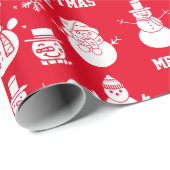 Vrolijk Kerstfeest Schattigee Sneeuwman Naam Xmas Cadeaupapier (Rol Hoek)
