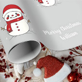 Vrolijk Kerstfeest Schattigee Sneeuwman Patroon Cadeaupapier