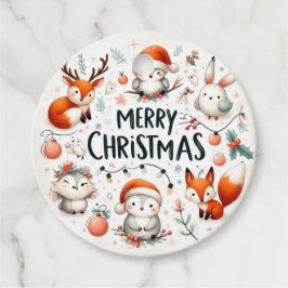 Vrolijk Kerstfeest Schattigee Vossen en Konijnen F Bedankjes Labels
