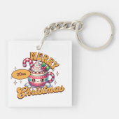 Vrolijk kerstfeest Schattigee warme chocolademelk Sleutelhanger (Achterkant)