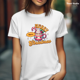 Vrolijk kerstfeest Schattigee warme chocolademelk T-shirt
