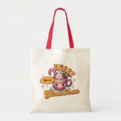 Vrolijk kerstfeest Schattigee warme chocolademelk Tote Bag (Voorkant)