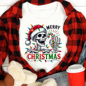 Vrolijk Kerstfeest Schedel Vakantielichten Tri-Blend Shirt