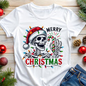 Vrolijk Kerstfeest Schedel Vakantielichten Tri-Blend Shirt
