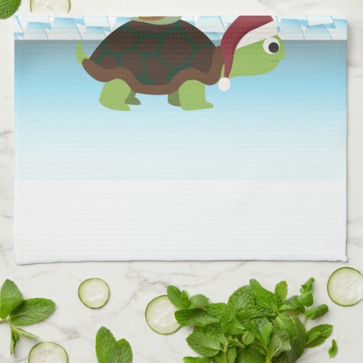 Vrolijk kerstfeest! Schildpad en slak Theedoek (Gevouwen)