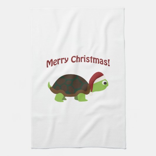Vrolijk kerstfeest! Schildpad Theedoek (Verticaal)