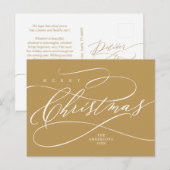 Vrolijk Kerstfeest, Seizoenen-groet Calligrafie Po Briefkaart (Voorkant / Achterkant)