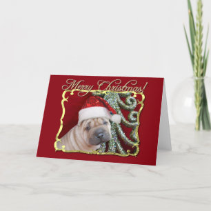 Vrolijk Kerstfeest shar pei puppy wenskaart Feestdagen Kaart