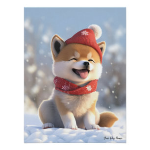 Vrolijk Kerstfeest, Shiba Inu Hond Puppy 02 - Happ Perfect Poster