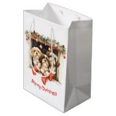 Vrolijk Kerstfeest Shih Tzu Honden Medium Cadeauzakje (Achterkant Gekanteld)