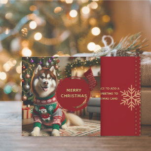 Vrolijk kerstfeest Siberische Husky Wenskaart Kaart