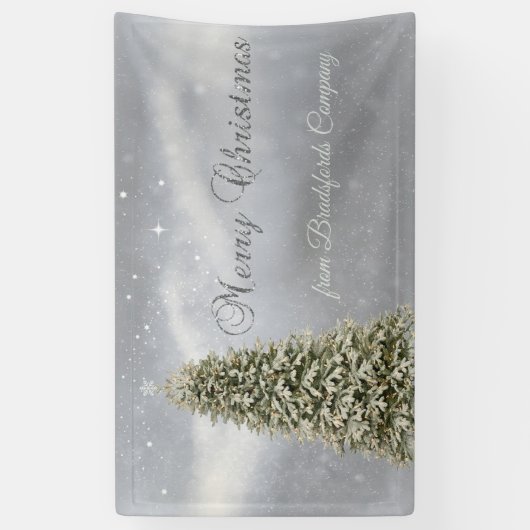 Vrolijk kerstfeest, Silver-kerstboombedrijf Spandoek (Verticaal)