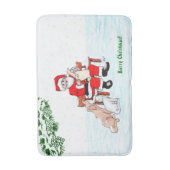 Vrolijk kerstfeest! Sinterklaas met kat en hond Badmat (Voorkant Verticaal)