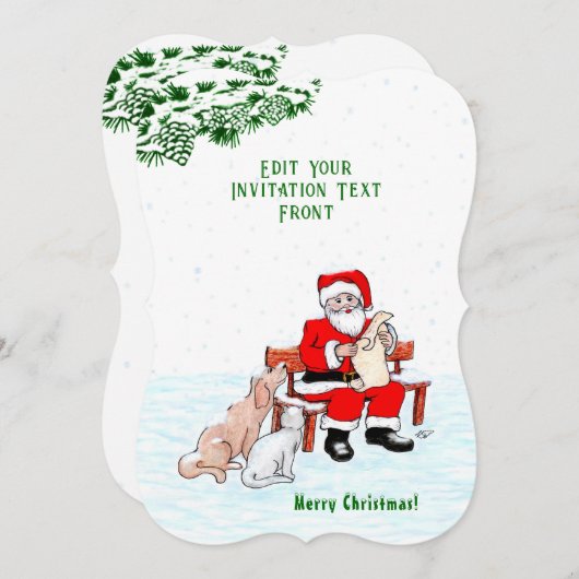 Vrolijk kerstfeest! Sinterklaas met kat en hond Kaart (Voorkant / Achterkant)