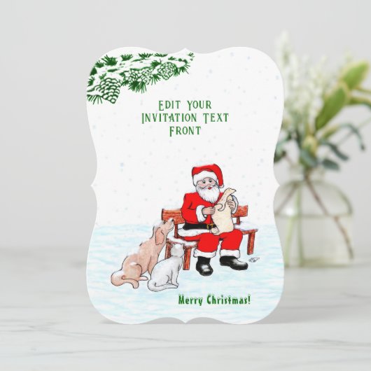 Vrolijk kerstfeest! Sinterklaas met kat en hond Kaart (Staand voorkant)