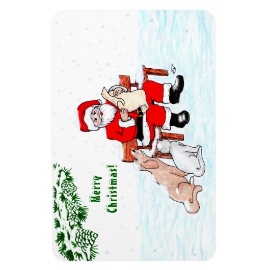 Vrolijk kerstfeest! Sinterklaas met kat en hond Magneet (Verticaal)