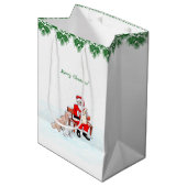 Vrolijk kerstfeest! Sinterklaas met kat en hond Medium Cadeauzakje (Voorkant Gekanteld)