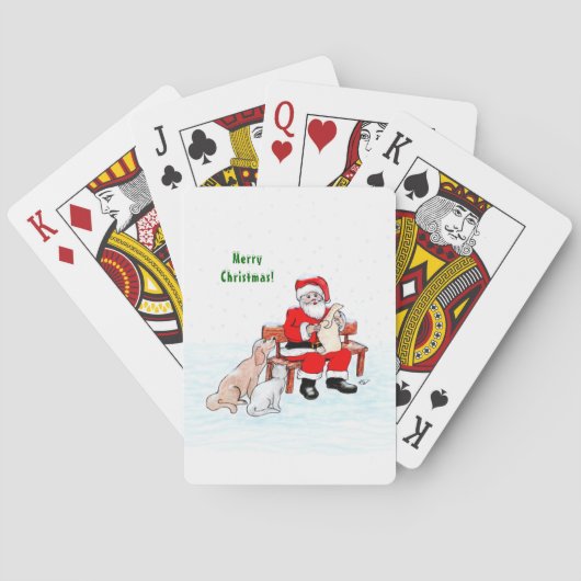 Vrolijk kerstfeest! Sinterklaas met kat en hond Pokerkaarten (Achterkant)