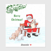 Vrolijk kerstfeest! Sinterklaas met kat en hond Sticker (Vel)
