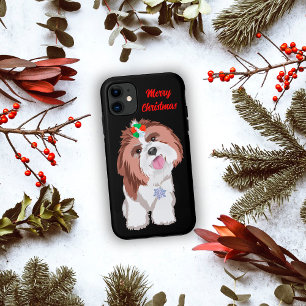 Vrolijk kerstfeest sjiih Tzu met snowflake iPhone 11 Hoesje