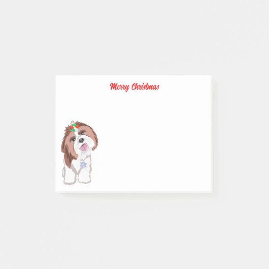 Vrolijk kerstfeest sjiih Tzu met snowflake Post-it® Notes (Voorkant)