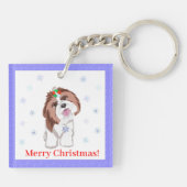 Vrolijk kerstfeest sjiih Tzu met snowflake Sleutelhanger (Achterkant)