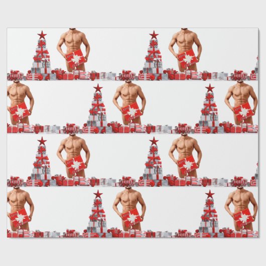 Vrolijk Kerstfeest SlipperyJoe rood wit zilver cad Cadeaupapier (Vlak)