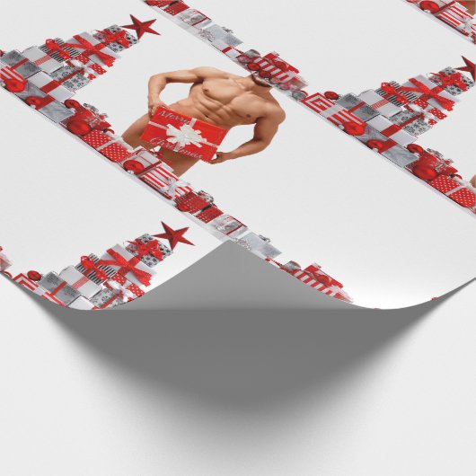 Vrolijk Kerstfeest SlipperyJoe rood wit zilver cad Cadeaupapier (Hoek)