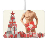 Vrolijk Kerstfeest SlipperyJoe rood wit zilver cad Luchtverfrisser (Achterkant)