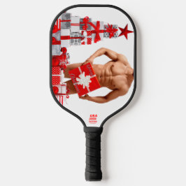 Vrolijk Kerstfeest SlipperyJoe rood wit zilver cad Pickleball Paddle