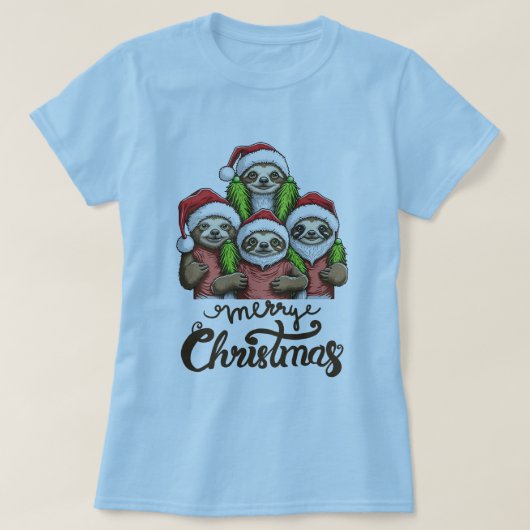 Vrolijk kerstfeest Sloth Squad Schattigee ontspann T-shirt (Design voorkant)