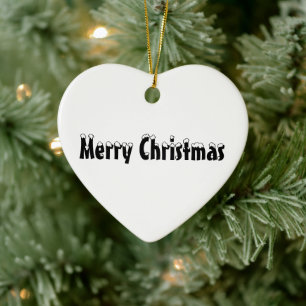 "Vrolijk kerstfeest" - sneeuw witte zwarte letters Keramisch Ornament