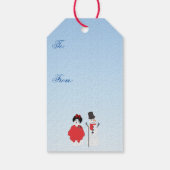 Vrolijk kerstfeest! Sneeuwman- en damescadeauLabel Cadeaulabel (Achterkant)