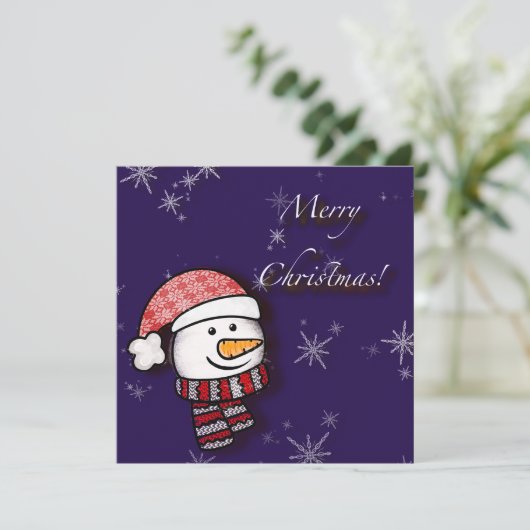 Vrolijk kerstfeest, sneeuwman met gebreide kleding (Staand voorkant)