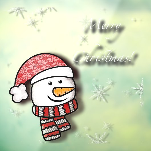 Vrolijk kerstfeest, sneeuwman met gebreide kleding raamsticker (Vel 3)