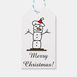 Vrolijk Kerstfeest Sneeuwman naar/van label Cadeaulabel