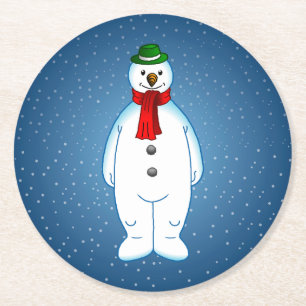 Vrolijk Kerstfeest Sneeuwman Papier Onderzetter