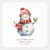  Vrolijk Kerstfeest & Sneeuwmannen Vierkante Sticker (Voorkant)