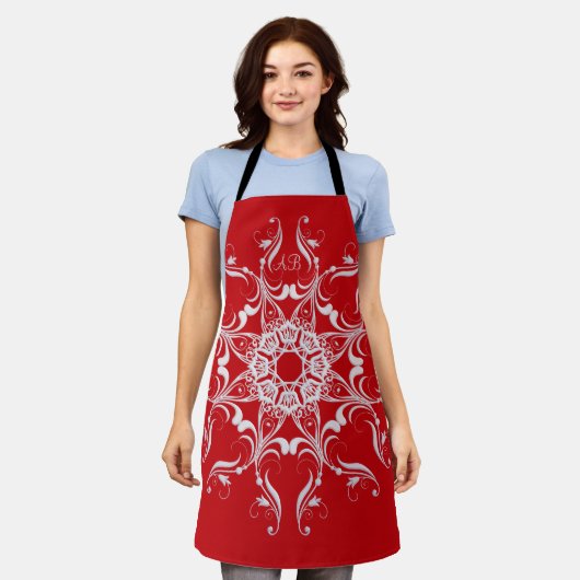 Vrolijk kerstfeest. Sneeuwvlok. Monogram. Apron Schort (Gedragen)
